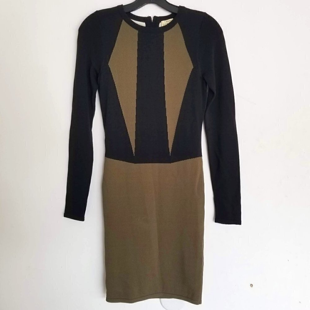 NEW Torn by Ronny Kobo Carolina Long Sleeve Color Block Knit Dress Size XS